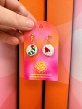 Load image into Gallery viewer, Holiday Hand-Painted Pearl Earrings