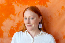 Load image into Gallery viewer, Purple Marble Zodiac Earrings