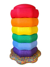 Load image into Gallery viewer, **Pre-order (Ships in 3-4 Weeks)**Flower-shaped Balance Board for Stepping Stones in Rainbow Confetti