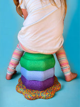 Load image into Gallery viewer, **Pre-order (Ships in 3-4 Weeks)**Flower-shaped Balance Board for Stepping Stones in Rainbow Confetti