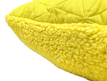 Load image into Gallery viewer, DaDa Bedding Hand-Made Tuscan Sun Yellow Sherpa Backside Quilted Throw Pillow - 18" x 18"