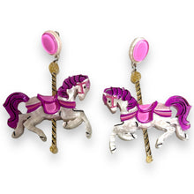 Load image into Gallery viewer, Funfair Carousel Horse Acrylic Earrings by Lipstick &amp; Chrome x Makokot