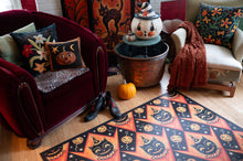 Load image into Gallery viewer, Grinning Black Cat Jack 56” Harlequin Vinyl Floor Decor