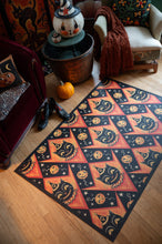 Load image into Gallery viewer, Grinning Black Cat Jack 56” Harlequin Vinyl Floor Decor