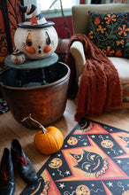 Load image into Gallery viewer, Grinning Black Cat Jack 56” Harlequin Vinyl Floor Decor