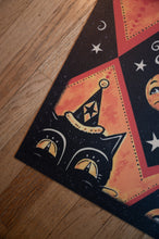 Load image into Gallery viewer, Grinning Black Cat Jack 56” Harlequin Vinyl Floor Decor