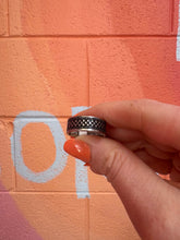 Load image into Gallery viewer, Checkered Black Enamel Titanium Ring