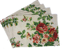Load image into Gallery viewer, Tache Sweet Roses Vintage Ivory Woven Tapestry Placemat Set (17593PM)