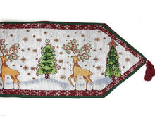 Load image into Gallery viewer, Tache Winter Forest Reindeer Vintage Holiday Woven Tapestry Table Runners (9192TR)