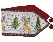 Load image into Gallery viewer, Tache Winter Forest Reindeer Vintage Holiday Woven Tapestry Table Runners (9192TR)