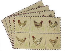 Load image into Gallery viewer, Tache Country Farmhouse Rooster Hens Woven Tapestry Placemat Set (13139PM)