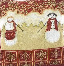 Load image into Gallery viewer, Tache Mr. &amp; Mrs. Snowman Couple Woven Tapestry Throw Pillow Cover (10323CC)