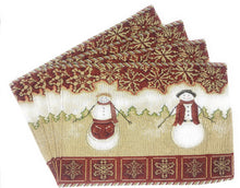 Load image into Gallery viewer, Tache Mr. &amp; Mrs. Snowman Couple Woven Tapestry Placemat Set of 4 (10323PM)