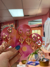 Load image into Gallery viewer, Chunky Glass Heart Charm Earrings