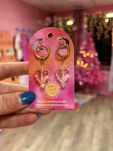 Load image into Gallery viewer, Chunky Glass Heart Charm Earrings