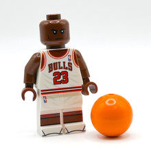 Load image into Gallery viewer, MJ #23 (White Jersey) Basketball Player Minifig made using LEGO parts - B3 Customs