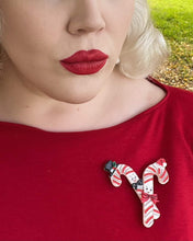Load image into Gallery viewer, Candy Cane Couple Brooch by 50's Vintage Dame x Lipstick &amp; Chrome