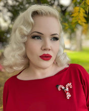 Load image into Gallery viewer, Candy Cane Couple Brooch by 50's Vintage Dame x Lipstick &amp; Chrome