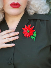 Load image into Gallery viewer, Enamel Poinsettia Statement Brooch by Lipstick &amp; Chrome