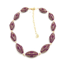 Load image into Gallery viewer, Plum &amp; Gold Lame' Beaded Amelia Necklace