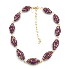 Load image into Gallery viewer, Plum &amp; Gold Lame' Beaded Amelia Necklace