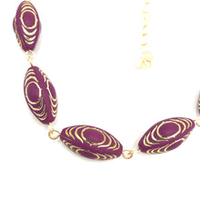 Load image into Gallery viewer, Plum &amp; Gold Lame' Beaded Amelia Necklace
