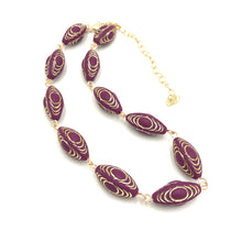 Load image into Gallery viewer, Plum &amp; Gold Lame' Beaded Amelia Necklace