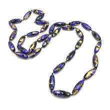 Load image into Gallery viewer, Cobalt &amp; Gold Oval Painter Opera Necklace