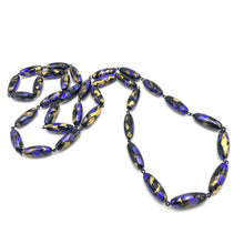Load image into Gallery viewer, Cobalt &amp; Gold Oval Painter Opera Necklace