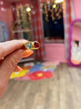 Load image into Gallery viewer, Double Heart Colorful Gem Titanium Ring