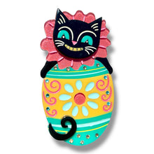 Load image into Gallery viewer, Eggcellent Black Cat Brooch Johanna Parker x Lipstick &amp; Chrome