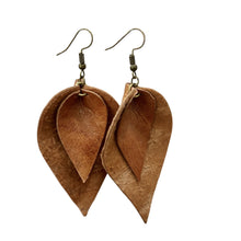 Load image into Gallery viewer, Large Double Leaf Goat Leather Earrings