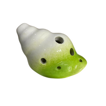 Load image into Gallery viewer, Handcrafted Lime Green Seashell Ceramic Ocarina – Musical Instrument