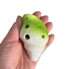 Load image into Gallery viewer, Handcrafted Lime Green Seashell Ceramic Ocarina – Musical Instrument
