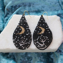 Load image into Gallery viewer, Beaded Moon Statement Earrings