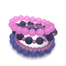 Load image into Gallery viewer, Frosted Pink &amp; Peris Stack and Stretch Bracelets Set