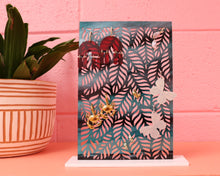 Load image into Gallery viewer, Shimmering Midnight Green Botanical Earring Display