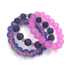 Load image into Gallery viewer, Frosted Pink &amp; Peris Stack and Stretch Bracelets Set