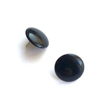 Load image into Gallery viewer, Black Shiny Retro Button Stud Earrings