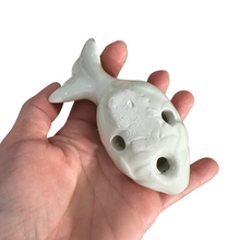 Load image into Gallery viewer, Ceramic Goldfish Ocarina Ocean Lime Green