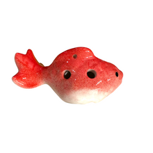 Load image into Gallery viewer, Ceramic Goldfish Ocarina Ocean Red