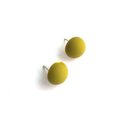 Load image into Gallery viewer, Chartreuse Velvet Retro Button Stud Earrings