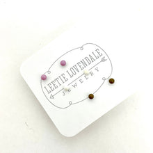 Load image into Gallery viewer, Lavender Cream and Coffee Tiny Studs Earrings Set