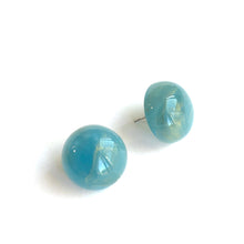 Load image into Gallery viewer, Sky Blue &amp; Gold Metallic Marbled Retro Button Studs