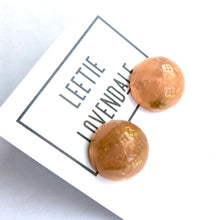 Load image into Gallery viewer, Peach &amp; Gold Metallic Dotted Marbled Retro Button Studs