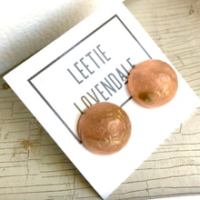 Load image into Gallery viewer, Peach &amp; Gold Metallic Dotted Marbled Retro Button Studs