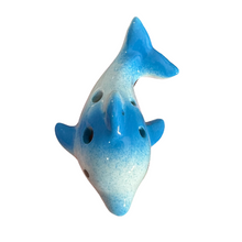 Load image into Gallery viewer, Ceramic Playful Dolphin Ocarina Sky