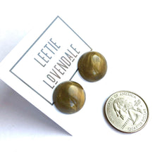 Load image into Gallery viewer, Charcoal Grey &amp; Gold Metallic Marbled Retro Button Studs