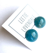 Load image into Gallery viewer, Sky Blue &amp; Gold Metallic Marbled Retro Button Studs