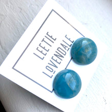 Load image into Gallery viewer, Sky Blue &amp; Gold Metallic Marbled Retro Button Studs